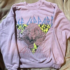 Pink Graphic Def Leppard Sweatshirt